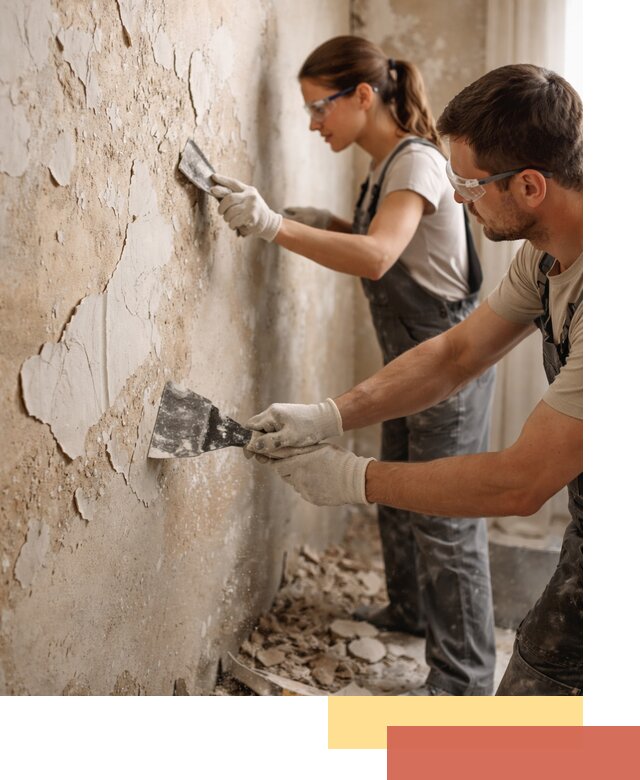 Снятие старой шпаклевки и подготовка поверхностей в Курске