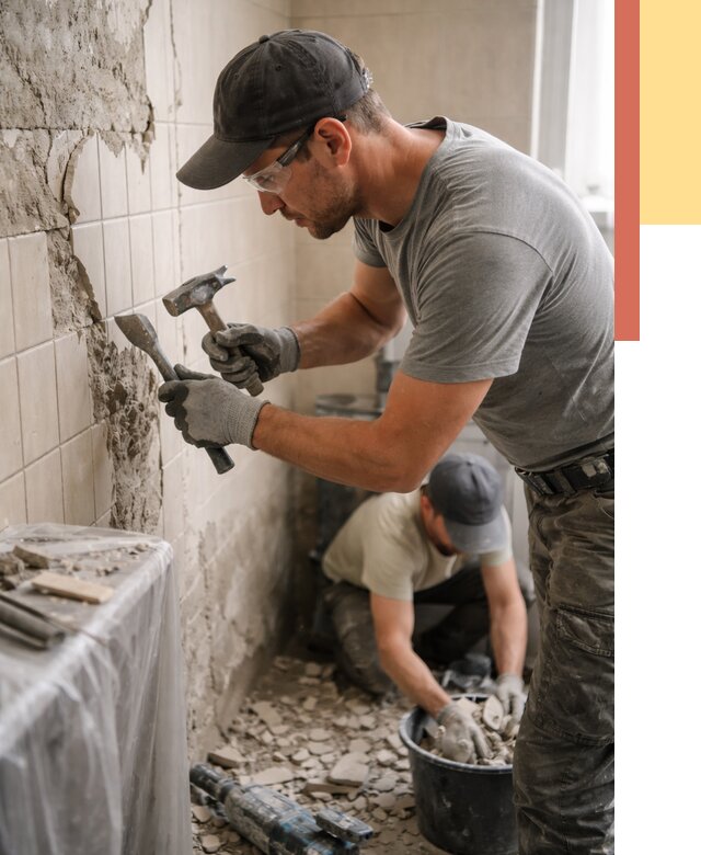 Демонтаж плитки со стен в Курске от 886 руб. — быстро и недорого | ОТДЕЛОЧНИК-Кус