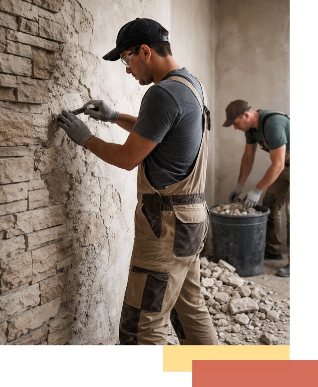 Демонтаж декоративного камня в Курске профессионально и безопасно