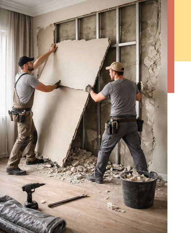 Демонтаж гипсокартона со стен в Курске от 365 руб. — услуги демонтажа | ОТДЕЛОЧНИК-Кус