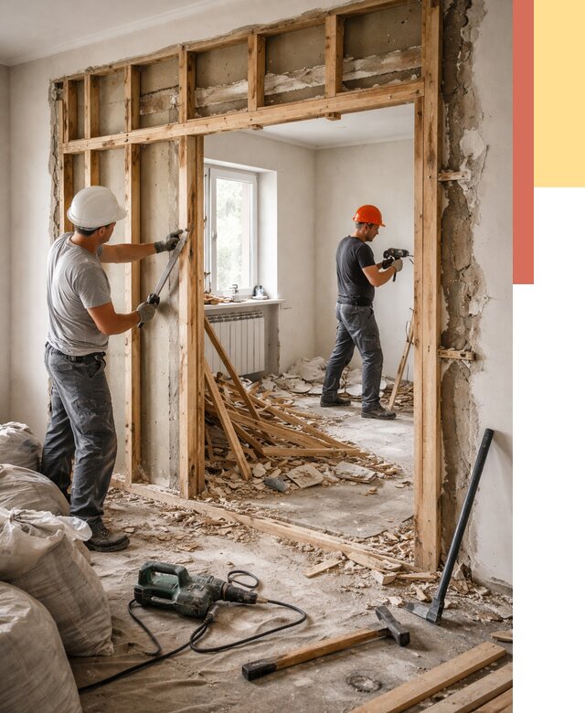 Демонтаж деревянных перегородок в Курске от 3336 руб. — быстро и недорого | ОТДЕЛОЧНИК-Кус