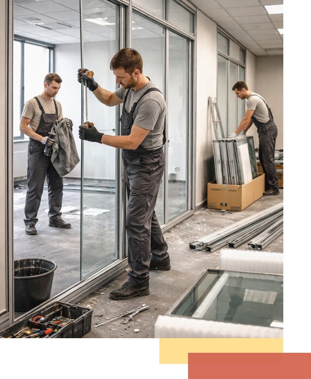 Демонтаж стеклянных перегородок в Курске быстро и безопасно