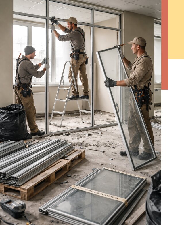 Демонтаж алюминиевых перегородок в Курске от 4378 руб. — быстро и недорого | ОТДЕЛОЧНИК-Кус