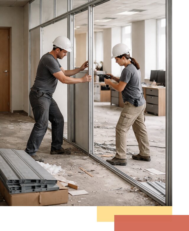 Демонтаж алюминиевых перегородок в Курске быстро и аккуратно