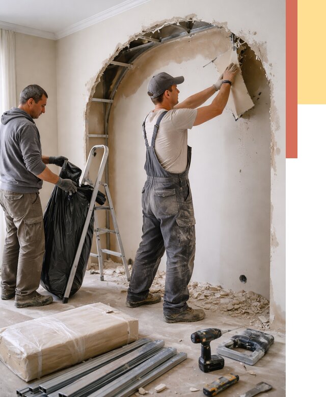 Демонтаж арки из гипсокартона в Курске от 3648 руб. — услуги под ключ | ОТДЕЛОЧНИК-Кус