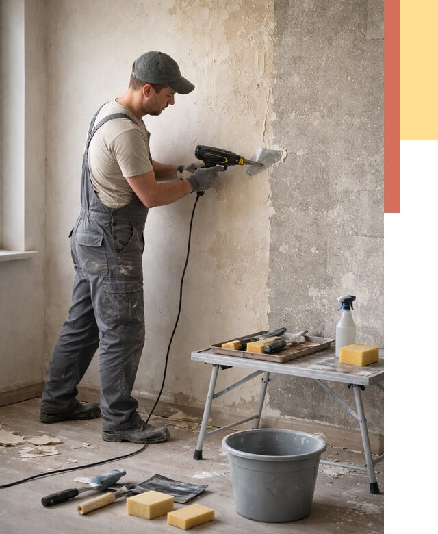 Очистка стен от клея в Курске от 1928 руб. — снятие и удаление клея со стен | ОТДЕЛОЧНИК-Кус