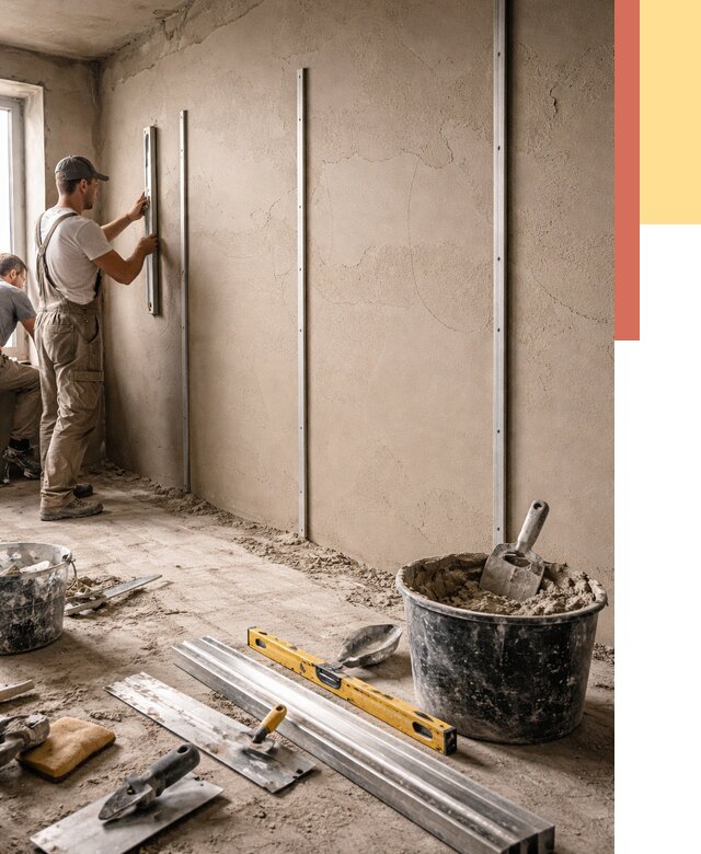 Штукатурка стен по маякам в Курске от 5733 руб./м² — выравнивание под ключ | ОТДЕЛОЧНИК-Кус