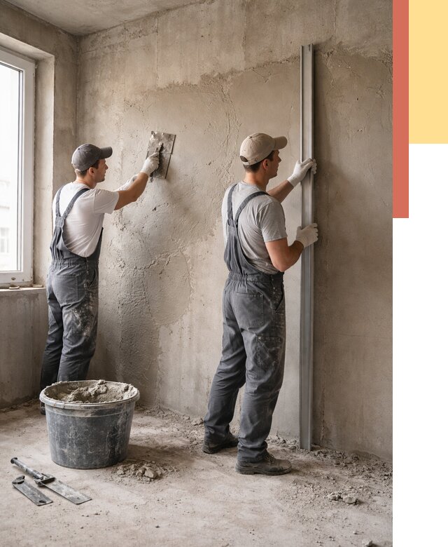 Штукатурка бетонных стен в Курске от 4691 руб/м² — качественно и быстро | ОТДЕЛОЧНИК-Кус