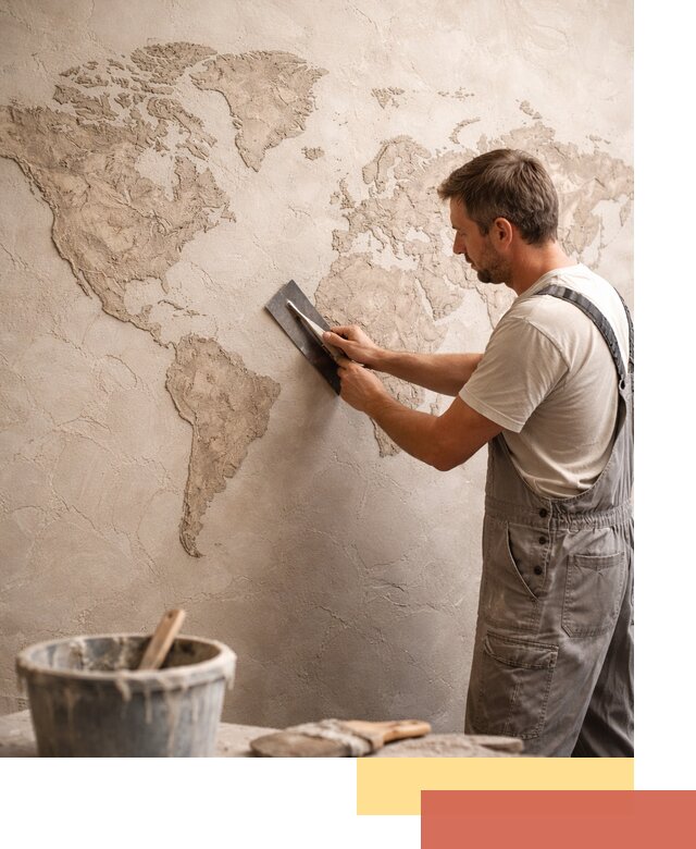 Декоративная штукатурка «Карта мира» под ключ в Курске