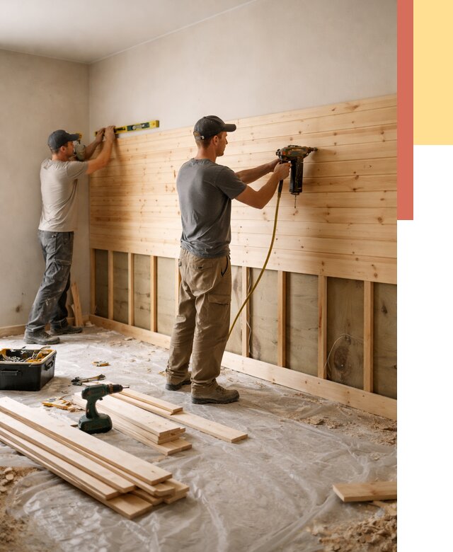 Монтаж деревянной вагонки на стены в Курске от 7818 руб. | Услуги монтажа вагонки | ОТДЕЛОЧНИК-Кус