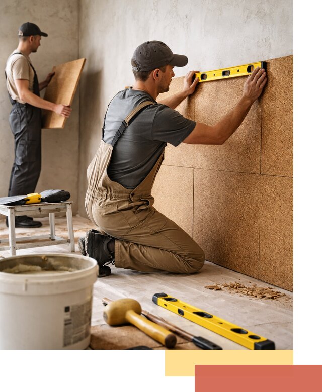 Монтаж пробковых панелей на стены в Курске быстро и качественно