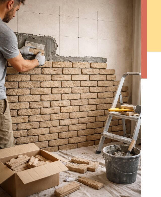 Монтаж декоративного кирпича в Курске от 3336 руб./м² — быстро и недорого | ОТДЕЛОЧНИК-Кус