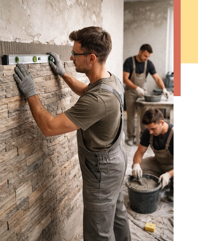 Монтаж искусственного камня в Курске от 4691 руб. под ключ | ОТДЕЛОЧНИК-Кус