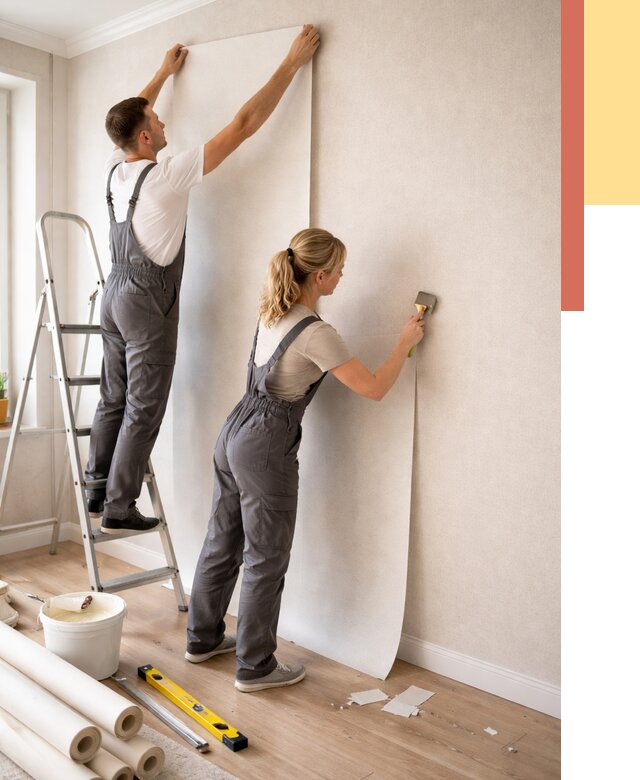 Поклейка флизелиновых обоев в Курске от 6254 руб. | Быстро и недорого — ОТДЕЛОЧНИК-Кус