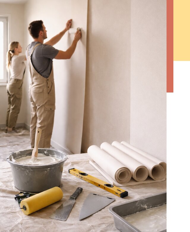 Поклейка бумажных обоев в Курске от 5733 руб./м2 — быстро и недорого | ОТДЕЛОЧНИК-Кус