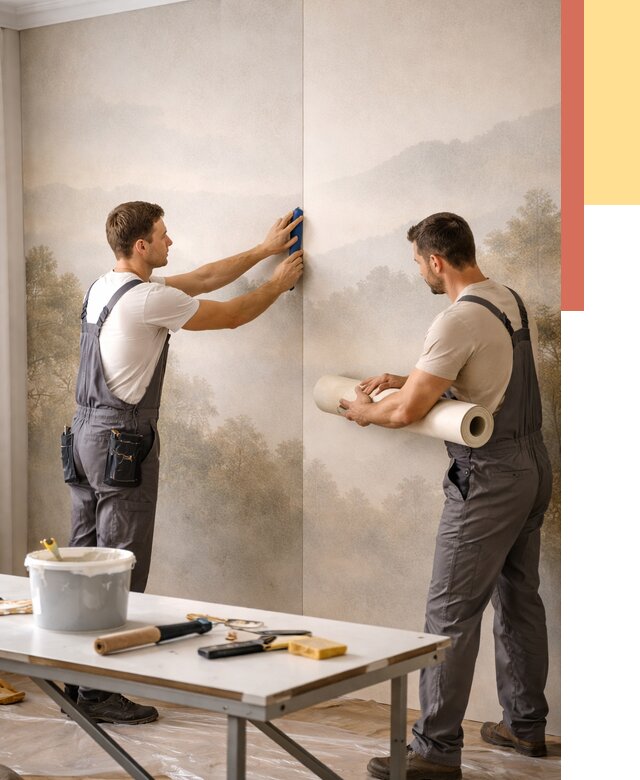 Поклейка фотообоев в Курске от 8860 руб/м² — быстро и недорого | ОТДЕЛОЧНИК-Кус