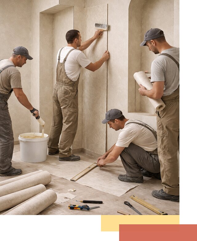 Поклейка обоев на сложные стены и неровные поверхности в Курске