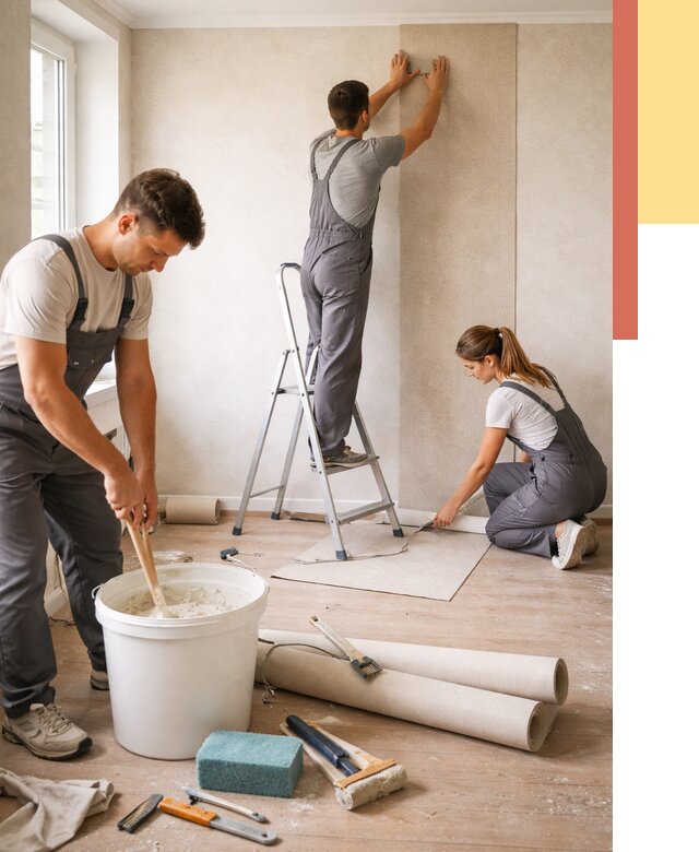 Оклейка стен обоями в Курске от 3648 руб/м2 — быстро и недорого | ОТДЕЛОЧНИК-Кус