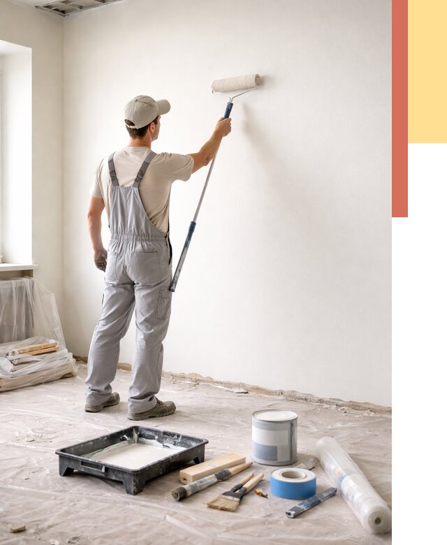 Покраска стен водоэмульсионной краской в Курске от 469 руб. за м² | ОТДЕЛОЧНИК-Кус