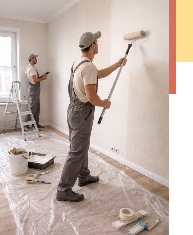 Покраска стен акриловой краской в Курске от 3648 руб./м² — быстро и недорого | ОТДЕЛОЧНИК-Кус