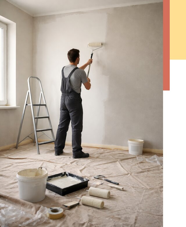 Покраска стен моющейся краской в Курске от 365 руб./м² — быстро и недорого | ОТДЕЛОЧНИК-Кус