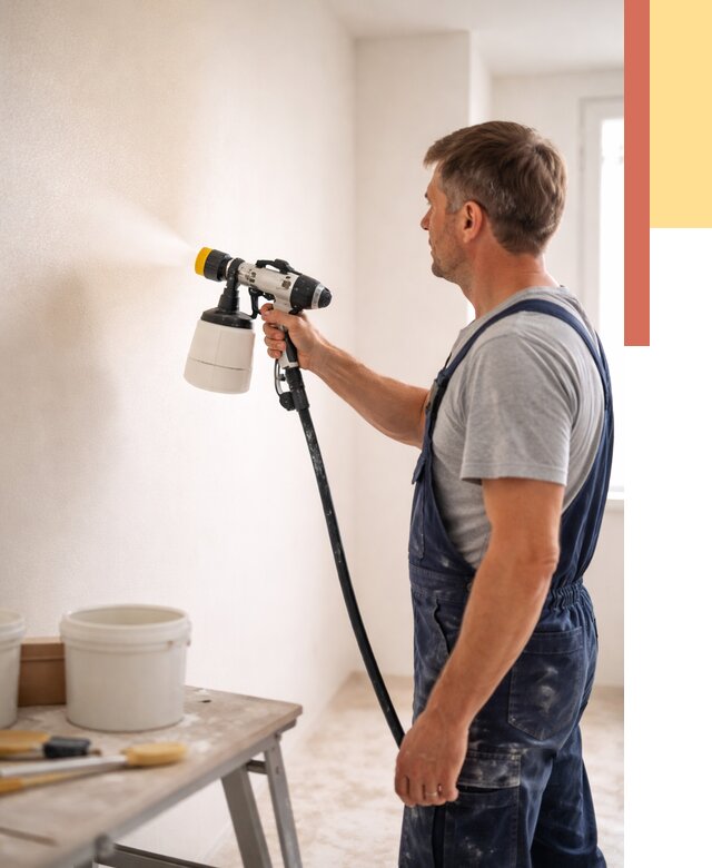 Покраска стен краскопультом в Курске от 7818 руб. — механизированная покраска | ОТДЕЛОЧНИК-Кус