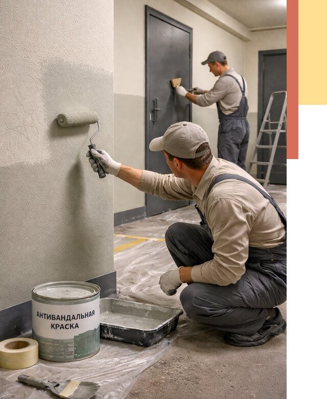 Покраска стен антивандальной краской в Курске от 4691 руб./м² под ключ | ОТДЕЛОЧНИК-Кус