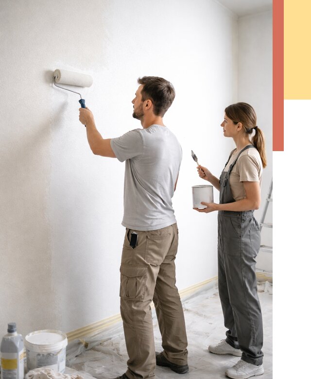 Окраска стен по стеклохолсту в Курске от 4691 руб/м² под ключ | ОТДЕЛОЧНИК-Кус