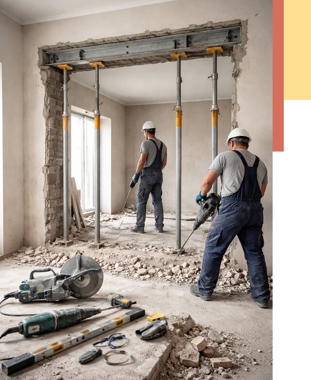 Прорезка проема в стене в Курске от 4691 руб. — быстро и недорого | ОТДЕЛОЧНИК-Кус