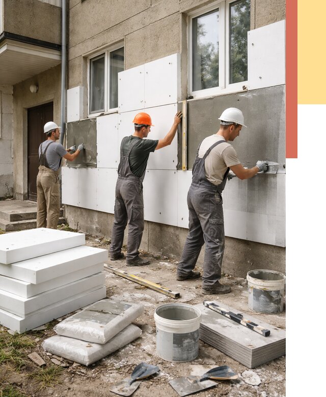 Утепление стен пенопластом в Курске от 1824 руб. — недорого и под ключ | ОТДЕЛОЧНИК-Кус