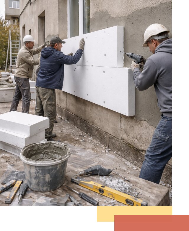 Утепление наружных стен пенопластом в Курске