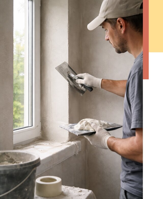 Штукатурка откосов в Курске от 4691 руб/м² — услуги и выравнивание под ключ | ОТДЕЛОЧНИК-Кус