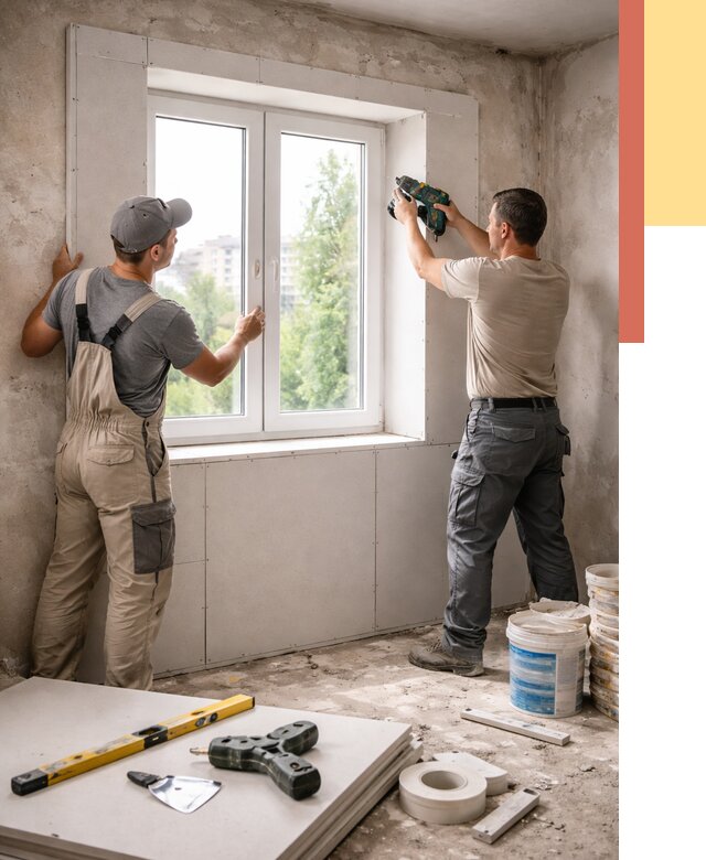 Монтаж откосов из гипсокартона в Курске от 4691 руб. под ключ | ОТДЕЛОЧНИК-Кус