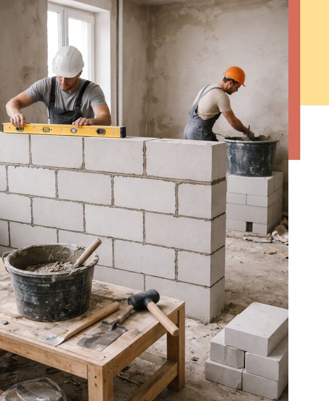 Кладка перегородок из газобетона в Курске от 3336 руб. под ключ | ОТДЕЛОЧНИК-Кус