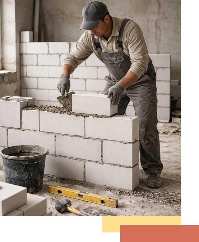 Кладка перегородок из силикатного блока в Курске