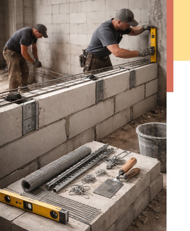 Армирование кладки перегородок в Курске от 782 руб. под ключ | ОТДЕЛОЧНИК-Кус