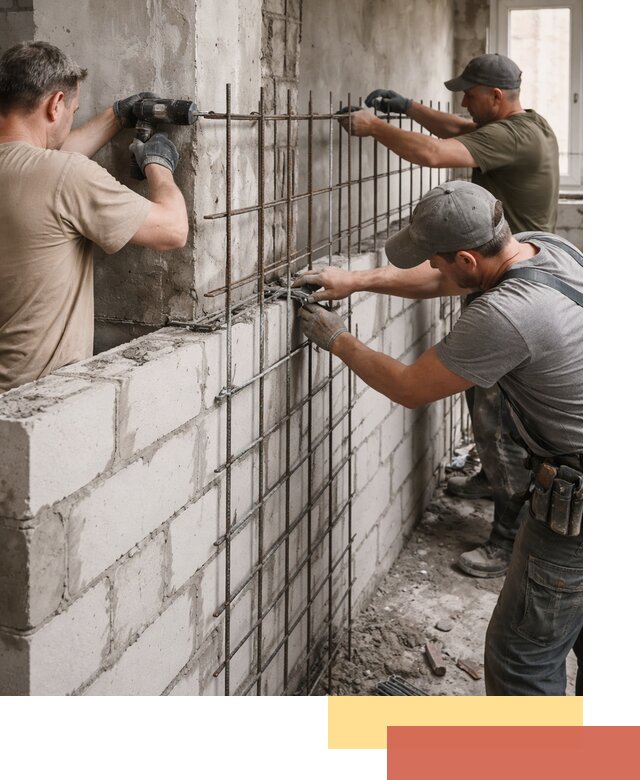 Армирование кладки перегородок в Курске профессионально и надёжно