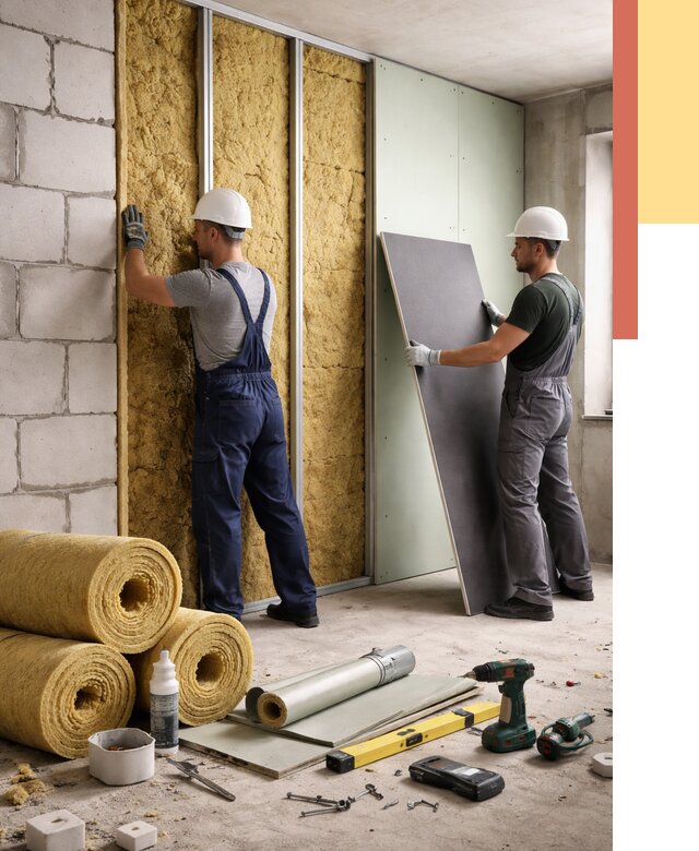 Шумоизоляция перегородок из блоков в Курске от 1928 руб./м² — быстро и недорого | ОТДЕЛОЧНИК-Кус