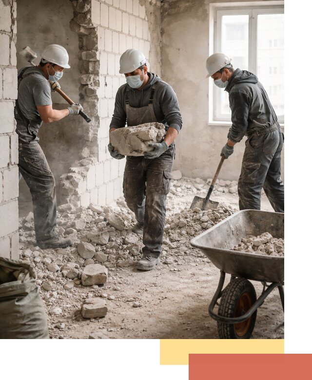 Демонтаж блочных перегородок в Курске быстро и аккуратно