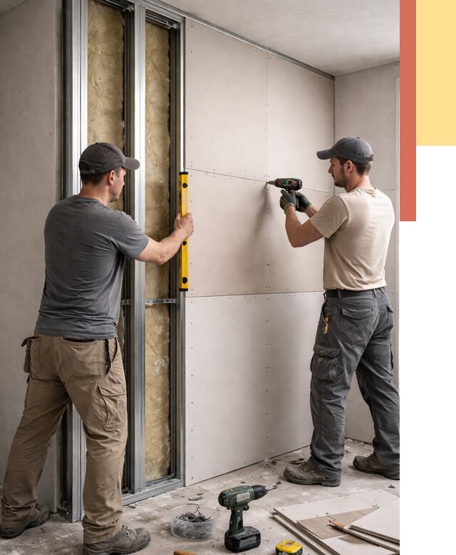 Монтаж двухслойной перегородки из гипсокартона в Курске от 1511 руб. | ОТДЕЛОЧНИК-Кус