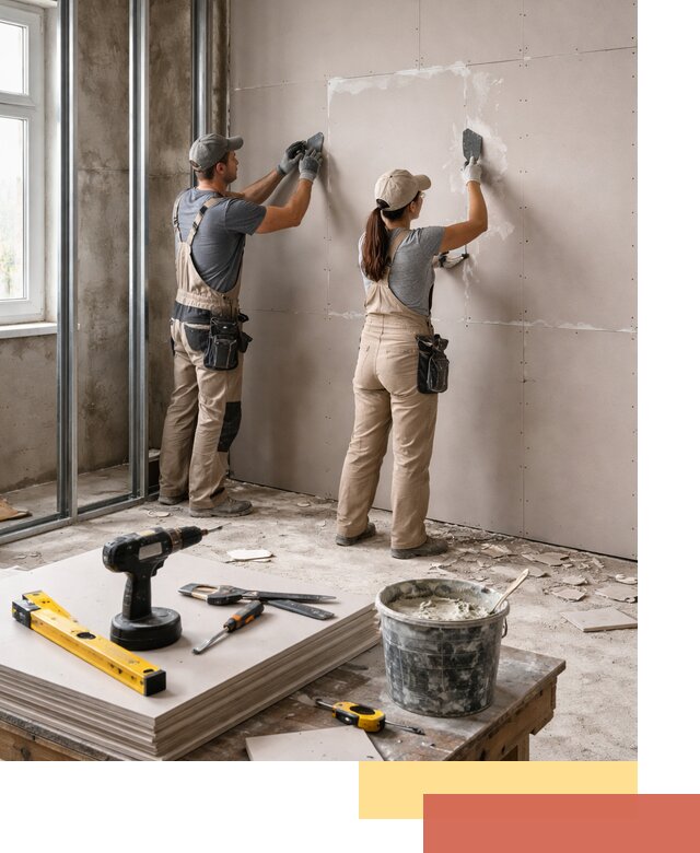 Монтаж двухслойной перегородки из гипсокартона в Курске