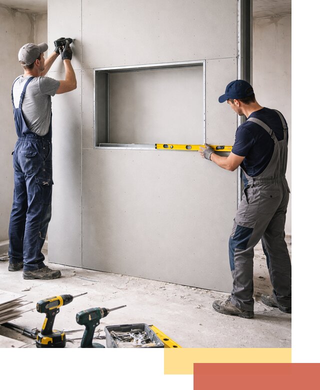 Перегородка из гипсокартона с нишей под декор в Курске