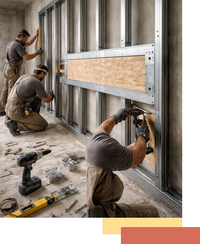 Усиленная перегородка для крепления тяжёлых конструкций в Курске