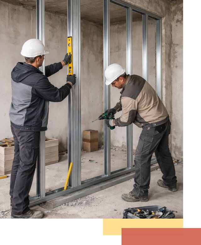 Монтаж каркаса перегородки из профиля в Курске