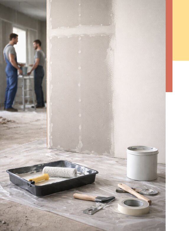 Покраска перегородок из гипсокартона в Курске от 4691 руб. под ключ | ОТДЕЛОЧНИК-Кус