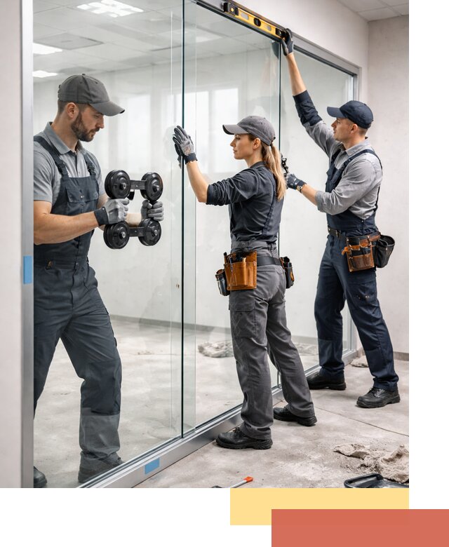 Профессиональный монтаж стеклянных перегородок в Курске