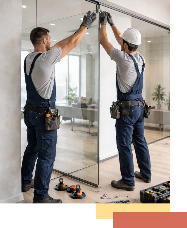 Безрамные стеклянные перегородки под ключ в Курске