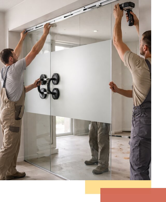 Матовые стеклянные перегородки под ключ в Курске