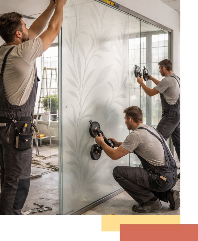 Стеклянные перегородки с рисунком на заказ в Курске