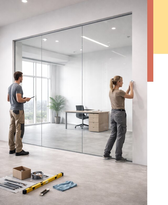 Перегородки из закаленного стекла в Курске от 9903 руб. под ключ | ОТДЕЛОЧНИК-Кус